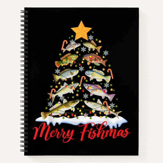 Carnet Merry Fishmas Funky Christmas Tree Lights Fish Fis (Devant)