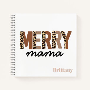 Carnet "Merry Mama" Bloc de couleur moderne Leopard Boho