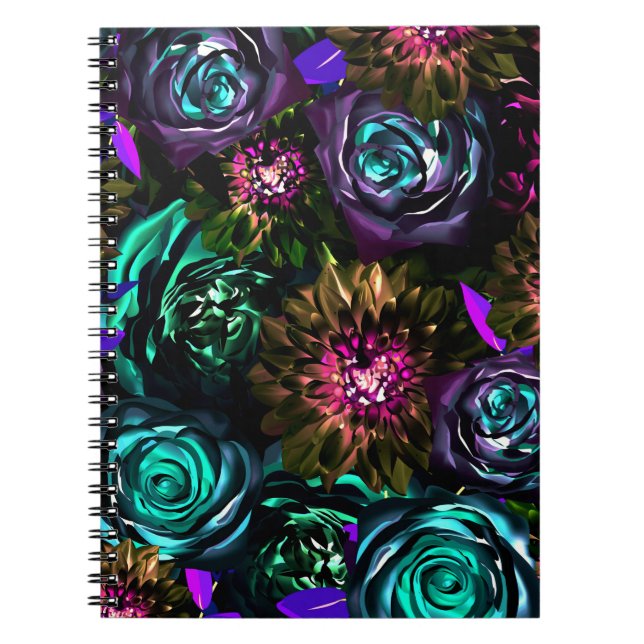 Carnet Merveilleux Monde Sombre Glamour Floral Fleurs (Devant)