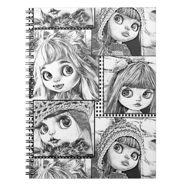 Carnet Mes poupées patchwork noir et blanc préférées  (Devant)