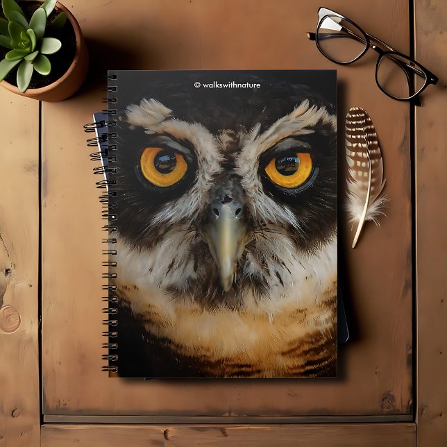 Carnet Mesmerizing Golden Eyes of a Spectacled Owl (Mesmerizing Golden Eyes of a Spectacled Owl Journal Cover Photo)