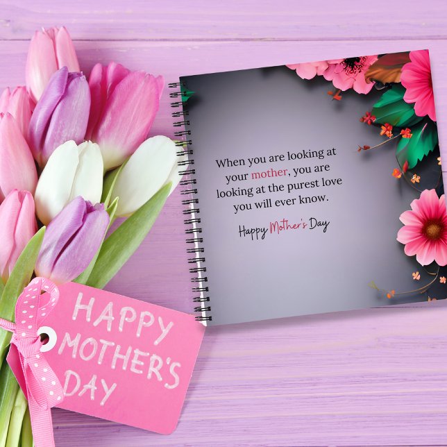 Carnet Message de fête des mères en gris personnalisable (Mother's Day message in grey customizable Notebook)