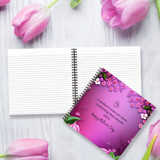 Carnet Message de fête des mères en rose personnalisable (Mother's Day message in pink customizable Notebook)