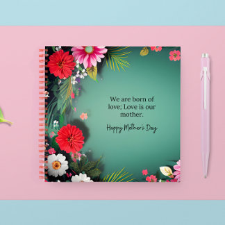 Carnet Message de fête des mères en vert personnalisable