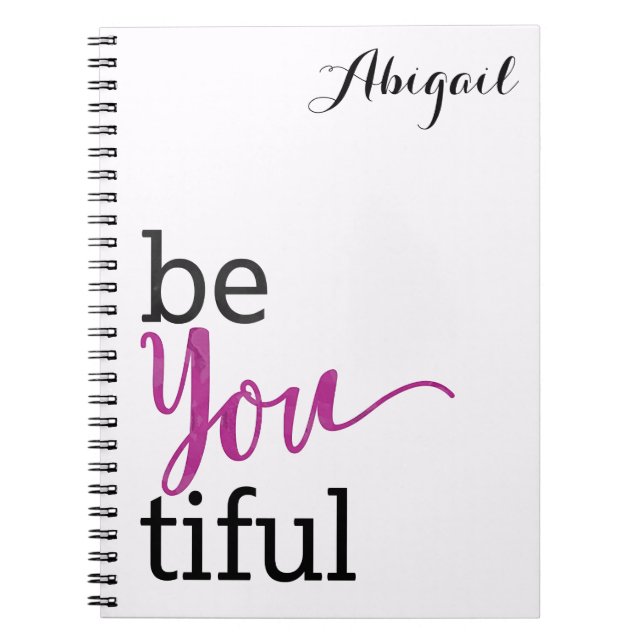 Carnet message inspiré beYOUtiful personnalisé (Devant)