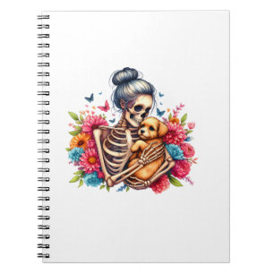 Carnet Messy Bun Skeleton mignon Amoureux de les chiens c