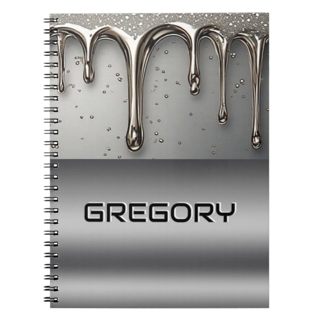 Carnet Métal liquide gouttant sur une surface chrome arge (Devant)