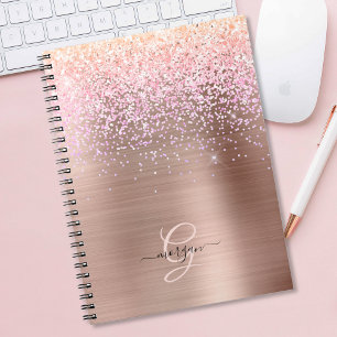 Carnet Métal or rose, Parties scintillant, Nom du script 