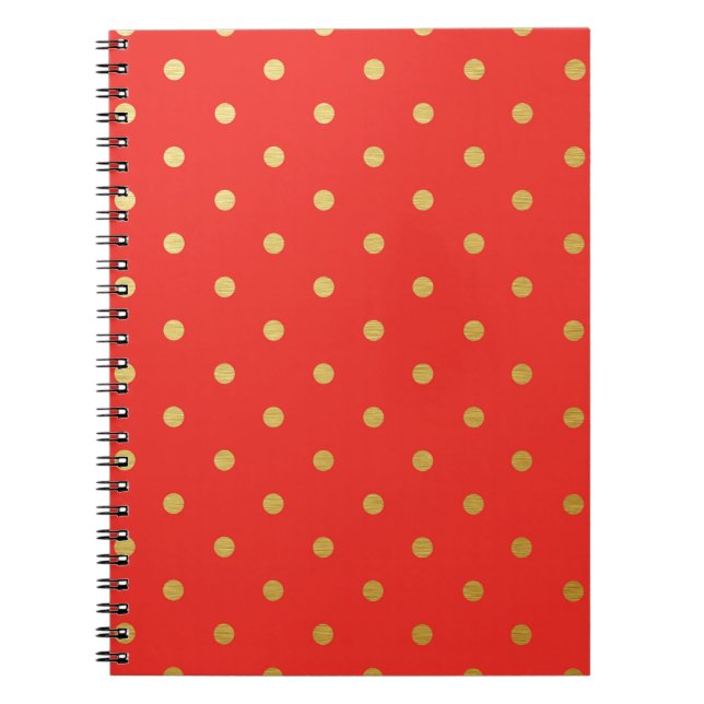 Carnet Métallique rouge de pois d'or de Faux (Devant)