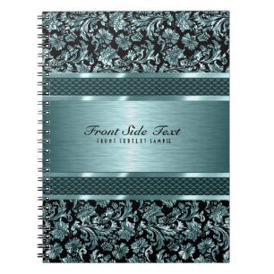 Carnet Métallurgique vert Vintage Damas florales