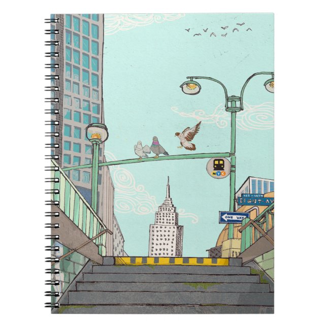 Carnet Métro Arrêt Manhattan NYC Illustration Whimsical (Devant)