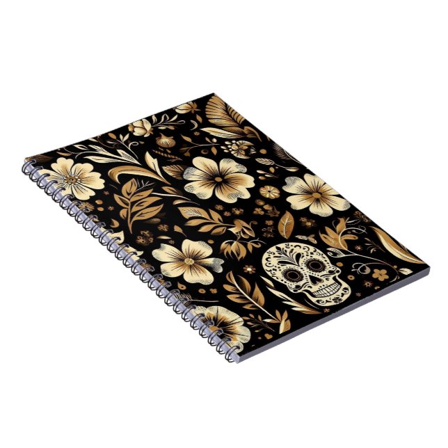Carnet mexican dead and floral black art Poker (Côté Droit)