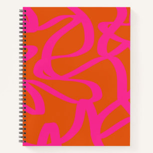 Carnet Mi-Siècle Abstrait Moderne Lignes Orange Et Rose