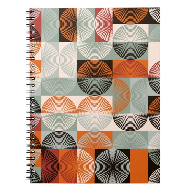 Carnet Mi-siècle géométrique, abstrait motif coloré. (Devant)