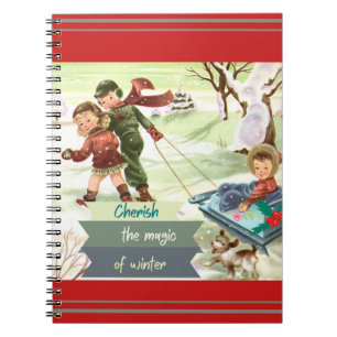 Carnet Mi-siècle Illustration moderne hiver