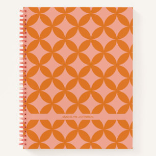 Carnet Mi-siècle Mod Géométrique Rétro Moderne Orange Sun