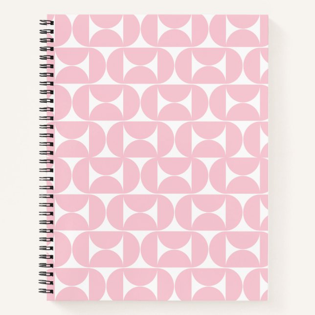 Carnet Mi-Siècle Moderne Bébé rose et blanc Motif (Devant)