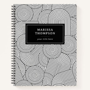 Carnet Mi-siècle moderne Géométrique Noir Blanc