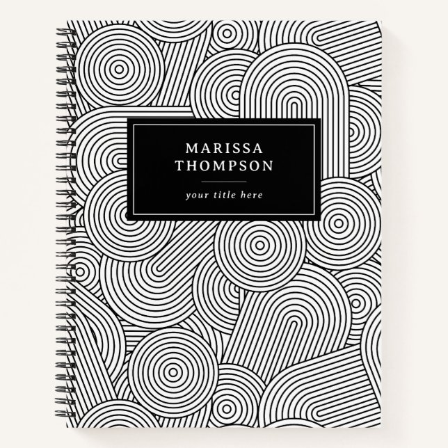 Carnet Mi-siècle moderne Géométrique Noir Blanc (Devant)