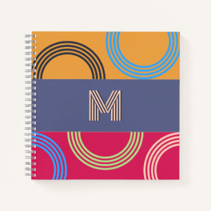 Carnet Mi-siècle moderne Monogrammé Abstrait géométrique