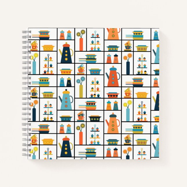 Carnet Mi-siècle Moderne Rétro Élégants Tablettes De Cuis (Devant)