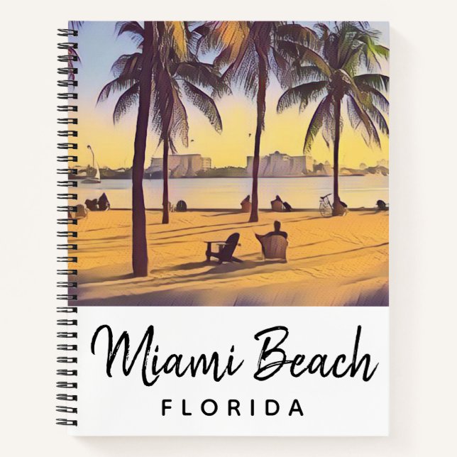 Carnet Miami Beach Floride Aquarelle Vintage Art (Devant)