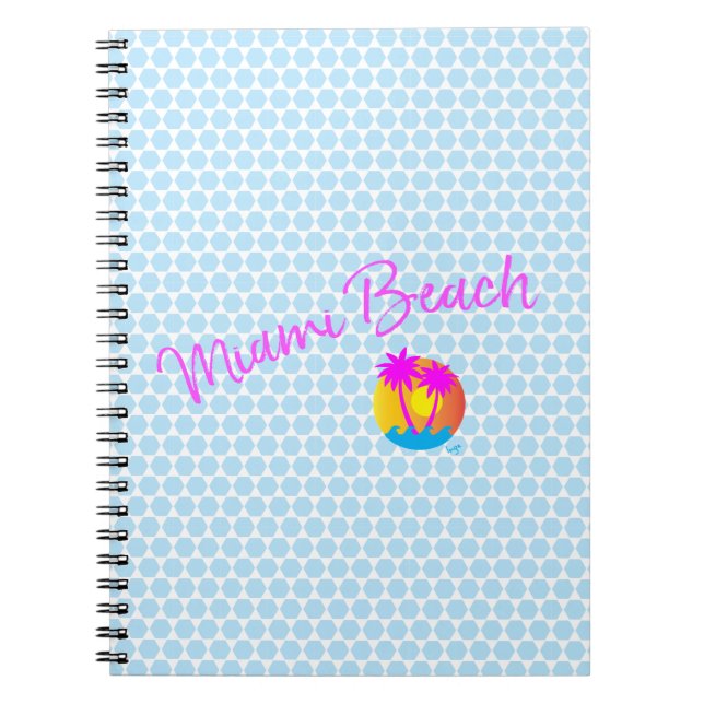 Carnet Miami-Beach-logo-soleil-palmiers-rose (Devant)