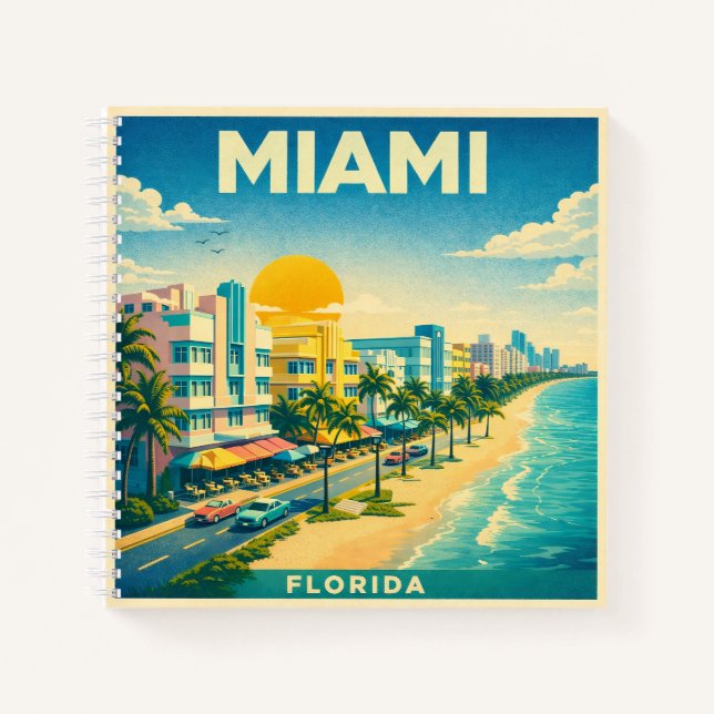 Carnet Miami Florida Vintage Travel Poster Notebook (Devant)