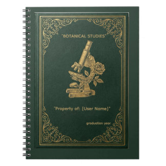 Carnet Microscope & Rose Académie sombre personnalisé