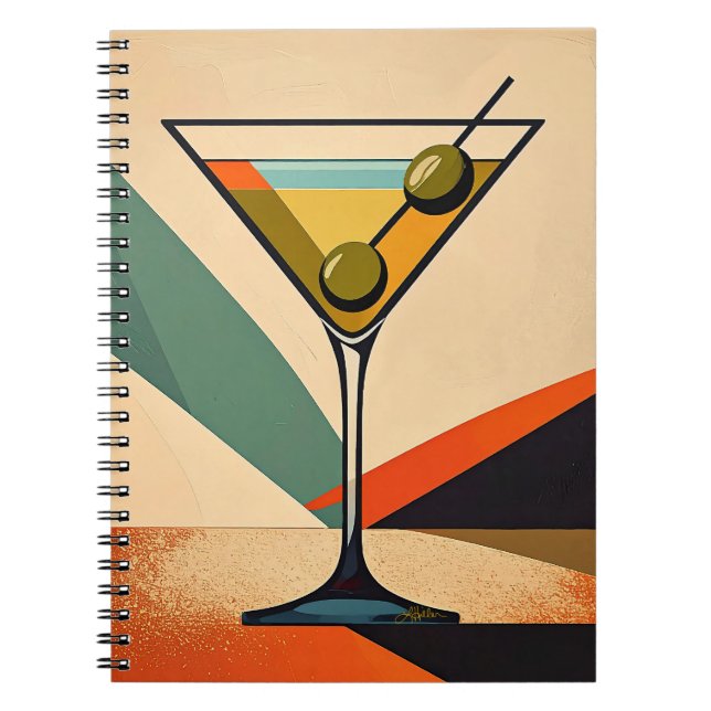 Carnet Mid Century Modern Color Block Martini Art (Devant)