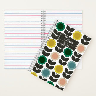 Carnet Mid-Century Modern Colored Retro Groovy Flowers