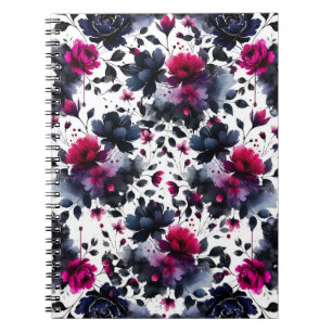 Carnet Midnight Blue Bourgogne Inky Floral Almond Mariage
