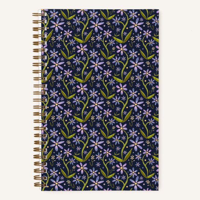 Carnet Midnight | Dancing Watercolor Daisies (Recto)
