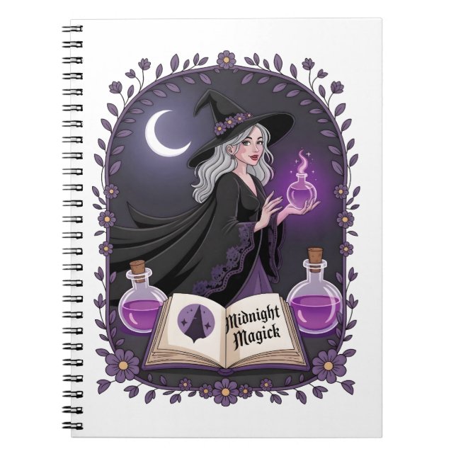 Carnet Midnight Magick Illustration of a Young Witch (Devant)