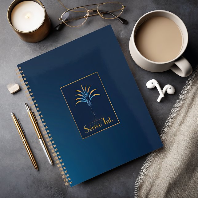 Carnet Midnight Palm Collection Luxe Marine Bleu (Sleek Modern Company Business Notebook )