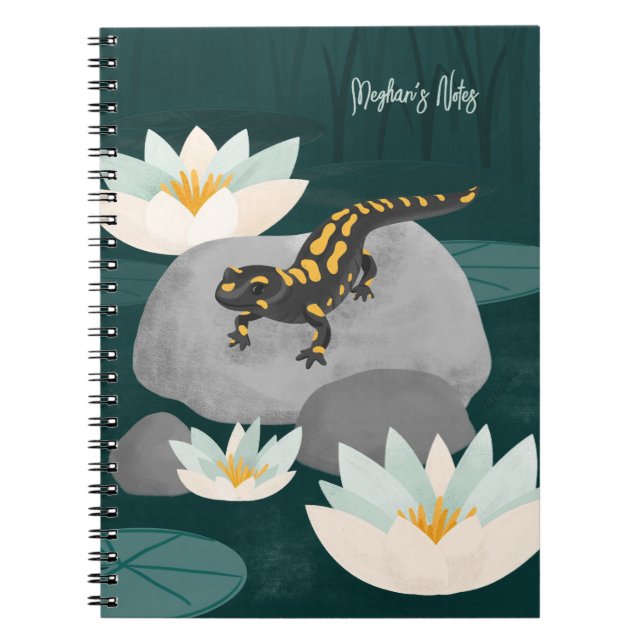 Carnet Midnight Pond Fire Salamander personalized  (Devant)