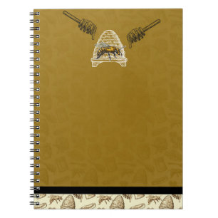 Carnet Miel Bee Beehive Golden Jaune Vintage naturel