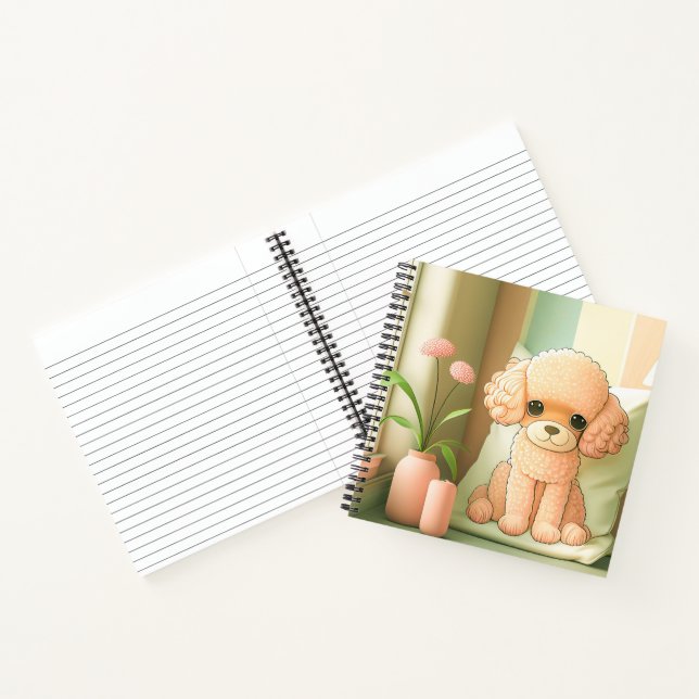 Carnet Mignon Adorable Chien Caniche Artwork | (Intérieur)