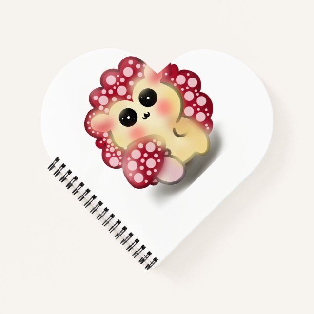 Carnet Mignon Champignon Rouge Kawaii Hérisson Art (Devant)