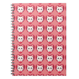 Carnet Mignon Chat Blanc avec Design Kawaii Kitty Love