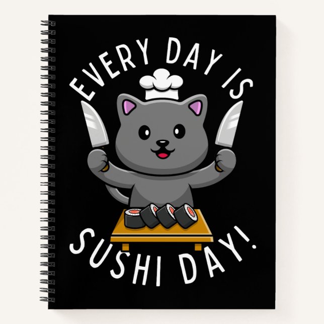 Carnet Mignon Chat Chef Drôle Chaque Jour est Jour de Sus (Devant)