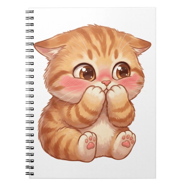 Carnet Mignon Chat Orange Timide Rougissant Toile Art Mur (Devant)