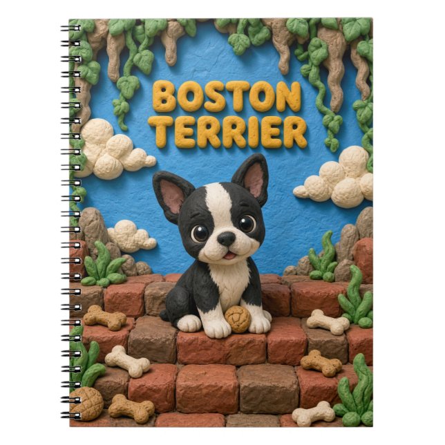 Carnet Mignon chiot Boston Terrier, bébé chien (Devant)
