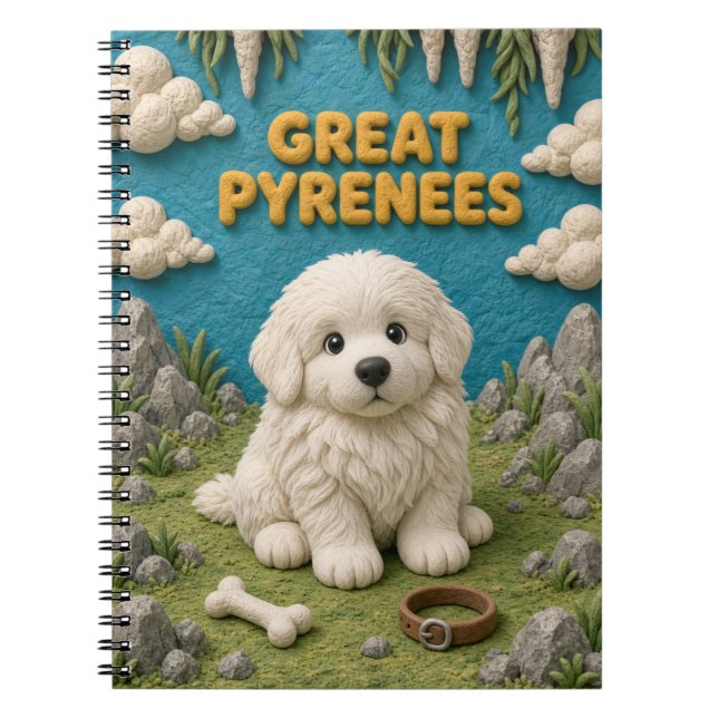 Carnet Mignon chiot des Pyrénées, bébé chien (Devant)