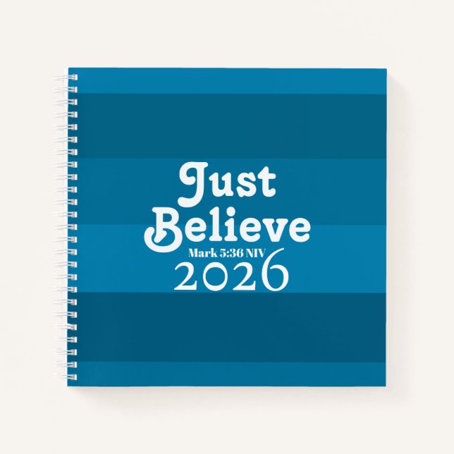 Carnet Mignon, croyez simplement, nuances de bleu 2026 (Devant)