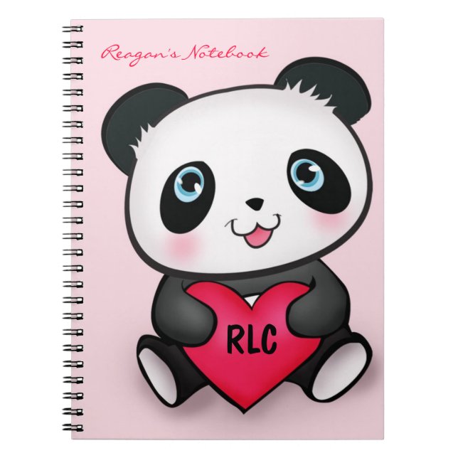 Carnet mignon d'amants de panda avec le coeur (Devant)