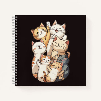 Carnet mignon dessin animé photo du groupe de chats