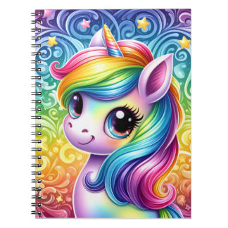 Carnet mignon et amusant licorne arc-en-ciel