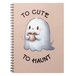 Carnet Mignon fantôme Kawaii tenant un café aquarelle 