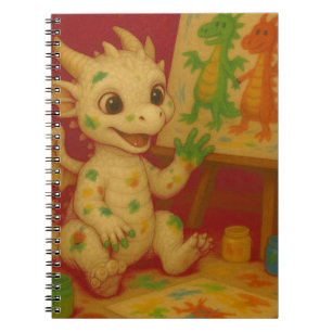 Carnet mignon gros oeil blanc bébé givre dragon peint au